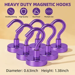6pcs Magnetic Hooks, 25Lbs Strong Heavy Duty Cruise Magnet S-Hooks for Hanging, Cabins, Grill, Kitchen, Garage, Workplace and Of