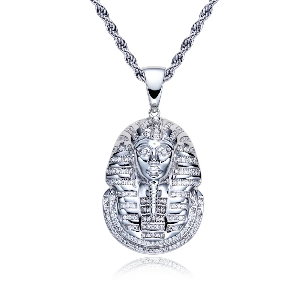 FCGJHW Moissanite Mystery Pharaoh's Mummy Mask Pendant Hip Hop Necklace Silver Chain 60 Cm Jewelry Gifts for Men Jewelry 2026