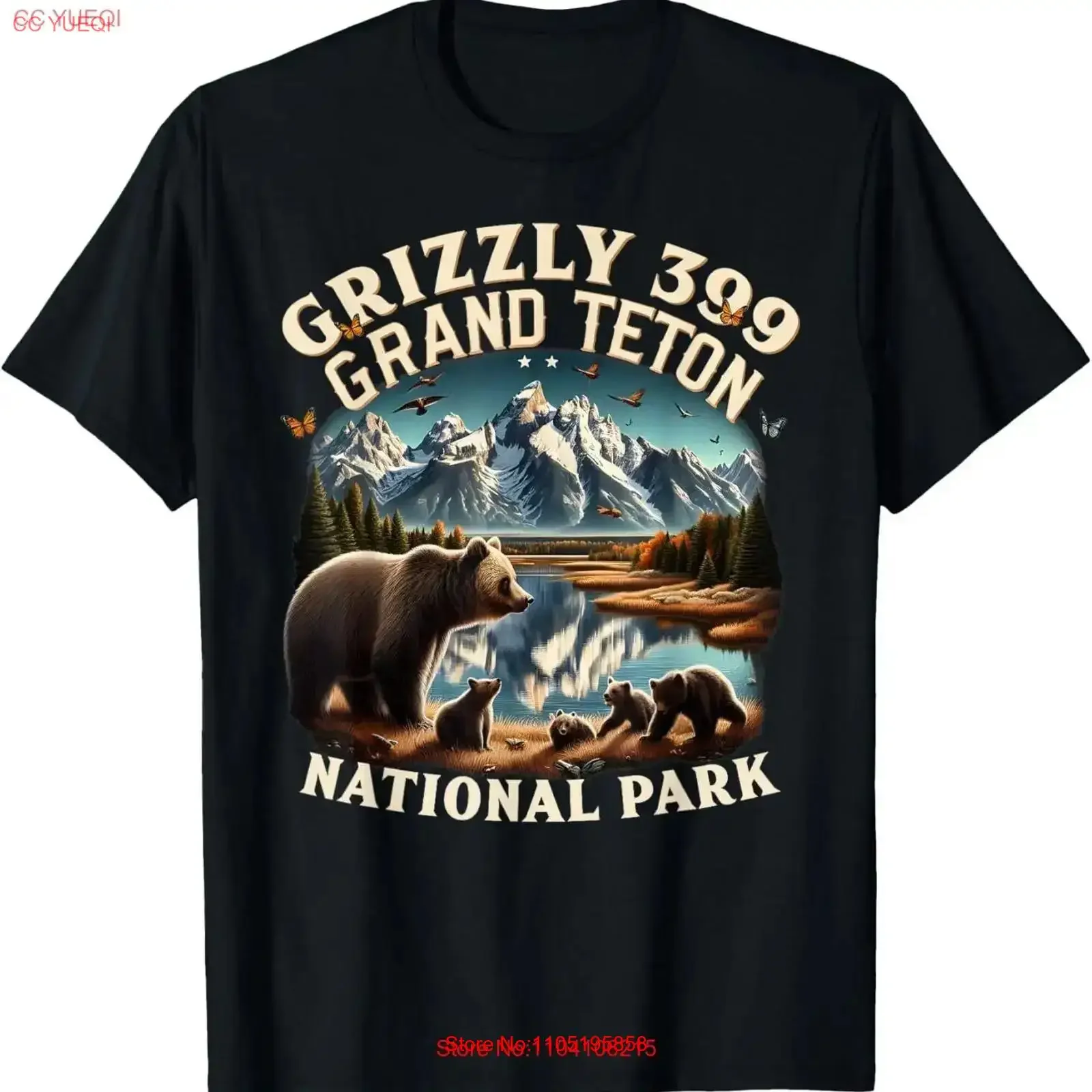 

Retro Wild Free Grand Teton National ParkGrizzly 399 Bear T Shirt vintage Washed Versatile designer clothes homme Comfortable