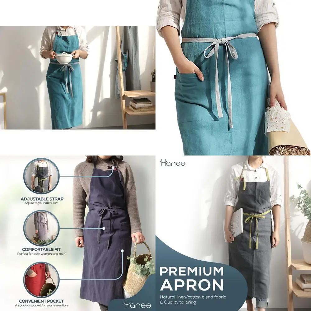 

Linen Cooking Aprons with Pocket for Men & Women in 9 Colors