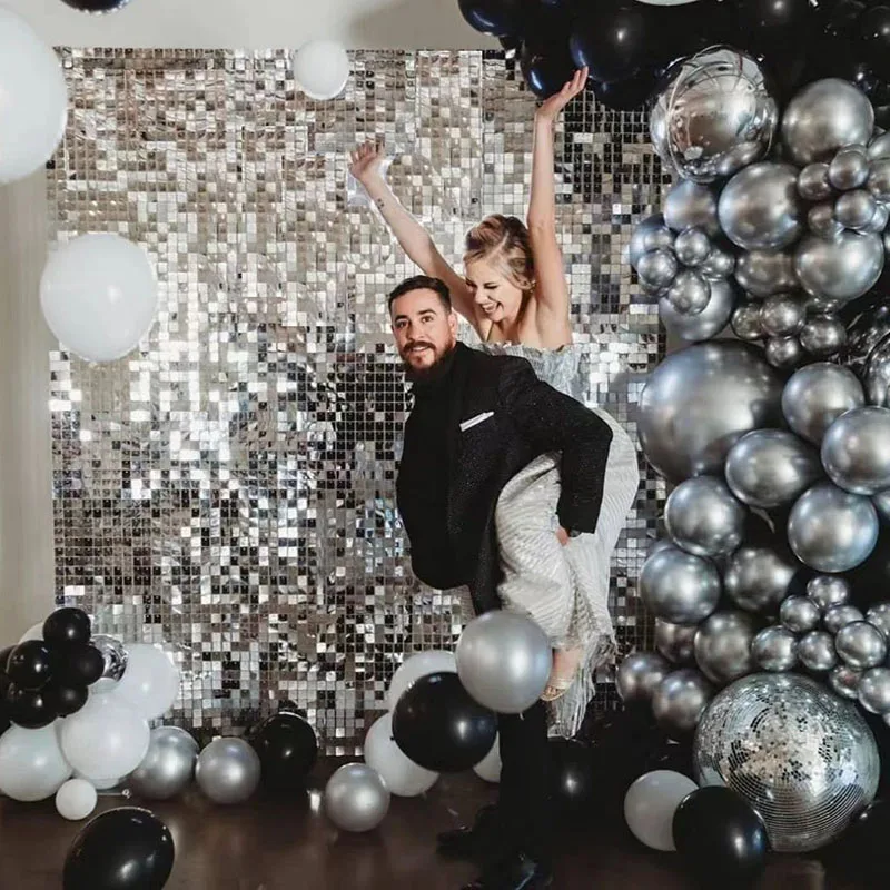 1Pc Quadratischen Vorhang Hintergrund Geburtstag Dekoration Hochzeit Decor Glitter Folie Regen Lametta Abschlussfeier Photobooth Hintergrund
