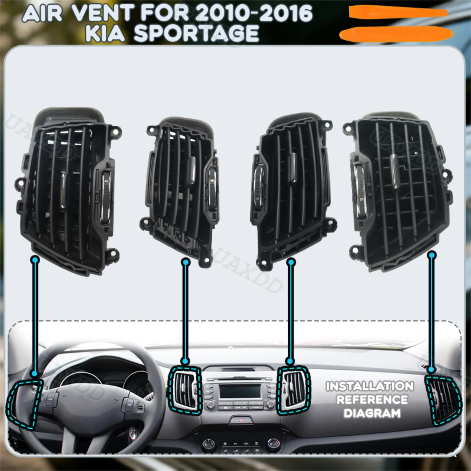 For Kia 2010-2016 SPORTAGE Air Conditioning Assembly A/C Outlet Vent Automotive Ventilation Grille 2 Din Car Equipment Parts Kit
