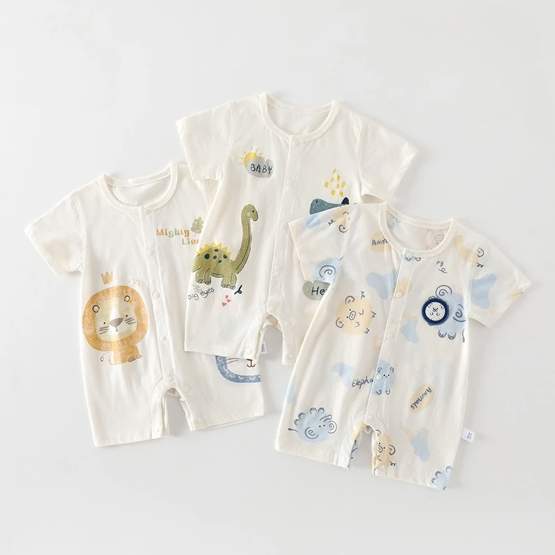 1 Antibacterial Baby Summer Baby Clothes Thin Cotton Summer Short-sleeved Air-conditioning Clothes Onesie Anyang
