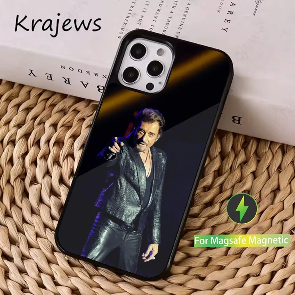 Singer J-Johnny H-Hallyday Phone Case  For iPhone 16,15,14,13,12,11,Pro,Max,Plus,Mini, Magsafe,Magnetic Wireless Charging Case