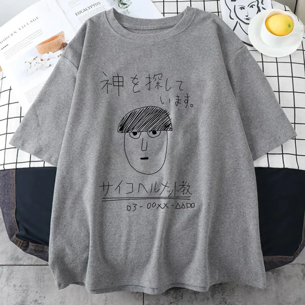 Nueva camiseta Mob Psycho divertida con estampado de Anime para mujer camiseta divertida de Hip Hop de manga corta con