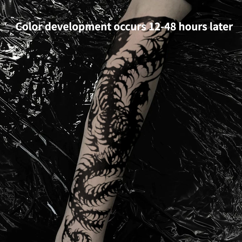 الوشم المؤقت الوشم وهمية للنساء الرجال مقاوم للماء الظلام القوطية الجمجمة ثعبان العشبية عصير الوشم ملصق ملصقات الألعاب الفاخرة #2