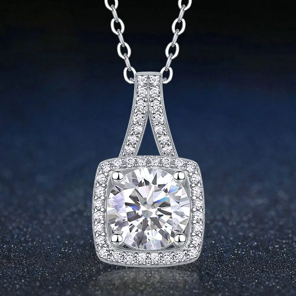 2 CT Moissanite Diamond  Necklace for Women 925 Sterling Silver Chain VVS1 Excellent Cut D Color Fine Jewelry Wedding- Luxury