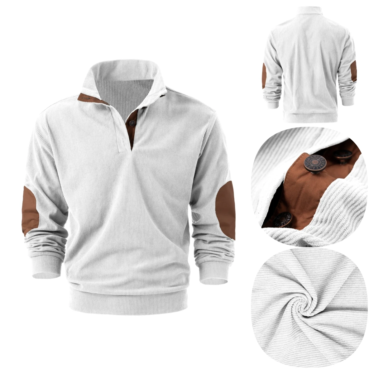 

Men's corduroy long-sleeved sports top for spring and autumn, stylish and casual, standard fit.