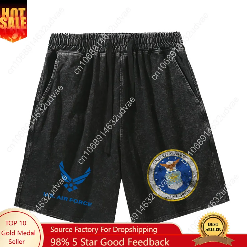 

United States Air Force Shorts Man Woman Teenager Retro Short Pants Vintage Cotton Elastic Beach Shorts Pattern Customized Pant