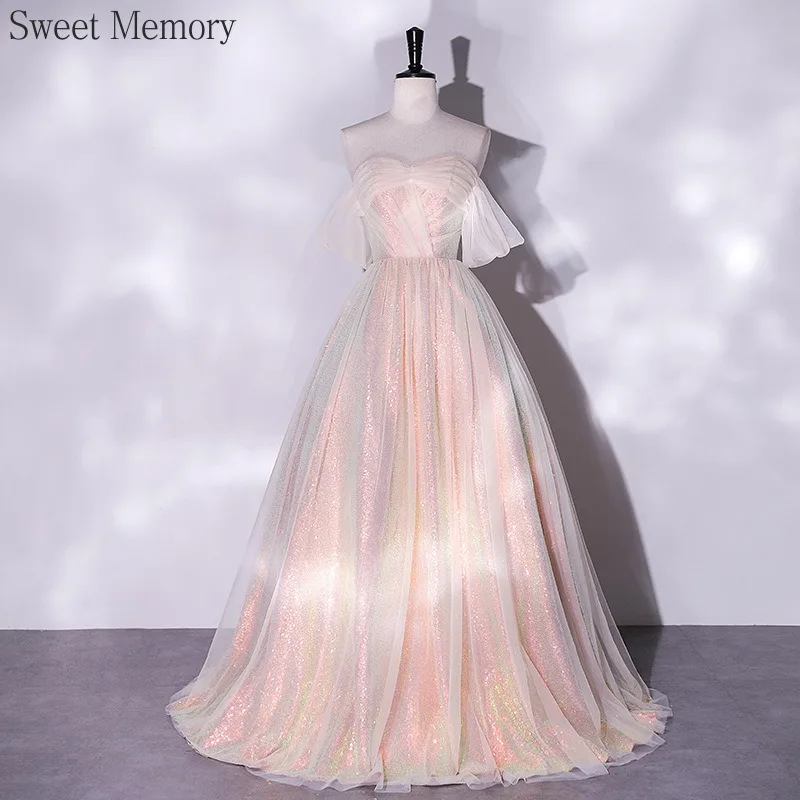 J142 Customized Prom Dresses Sweet Memory Luxury Gradient Banquet Evening Dress Long Ball Gown For Women Wedding Party Dress