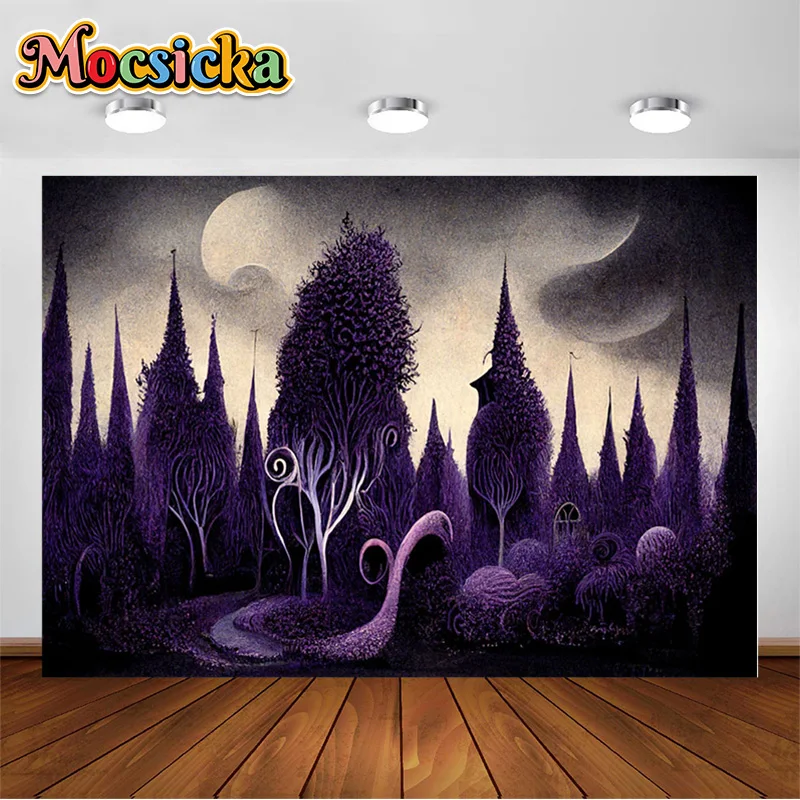 

Haunted Forest Photography Backgrounds Halloween Party Decorative Backgrounds Children Adults Artistic Photos Backdrop Photozone