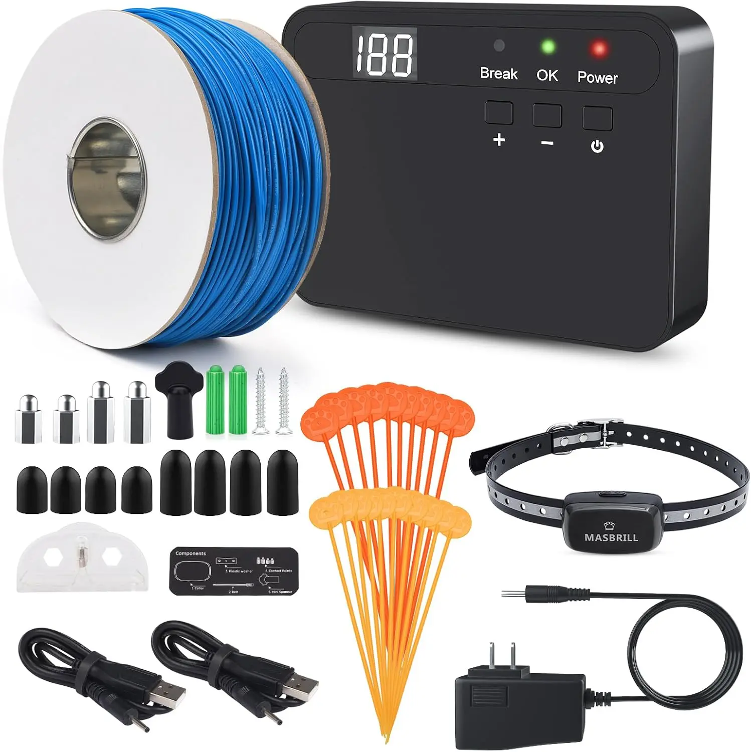 

Electric Fence for Dogs, Underground Dog Fence System with Waterproof Rechargeable Training Collar, Tone Shock Correction