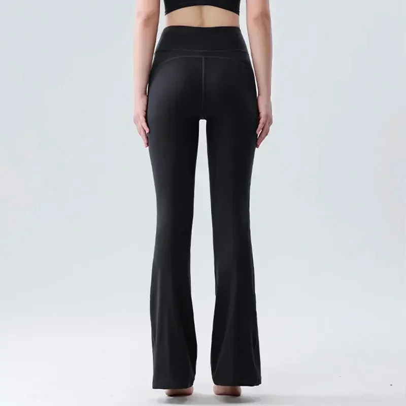 Novo outono inverno yoga esportes bell-bottoms calças térmicas de cintura alta treino correndo street wear casual calças de perna larga