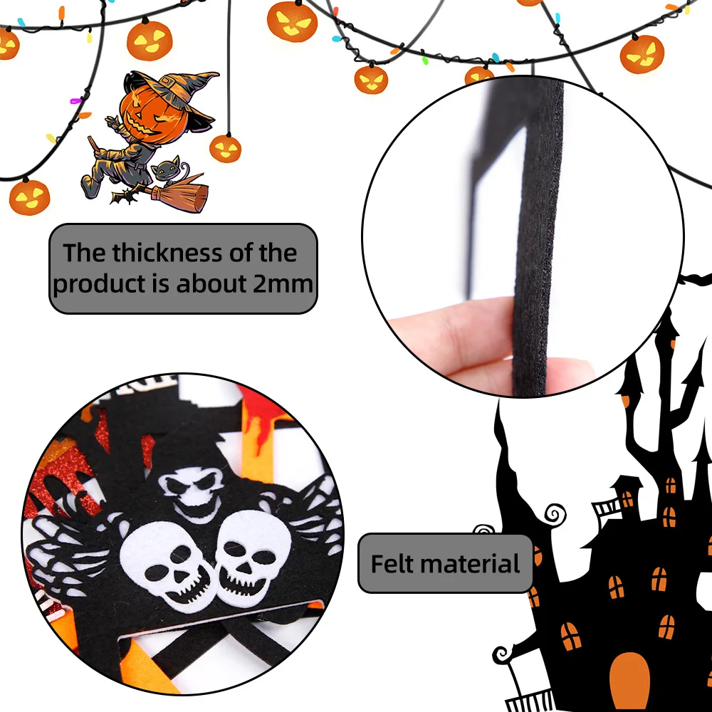 Halloween Switch Stickers, Ghost Festival Atmosphere Layout, Pumpkin Felt Cloth, Decorative Wall Stickers