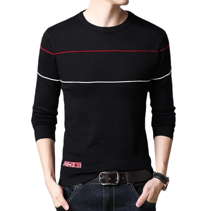 

Pullover Men Fashion Brand Warm Mens Sweater Striped Slim Fit Jumpers Knitted Cashmere Autumn Casual Male Clothing