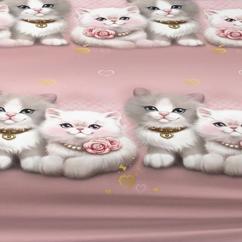 1 couple cute cat patterned frosted bedsheet, bedroom printed bedspread, bedding (excluding pillowcases)