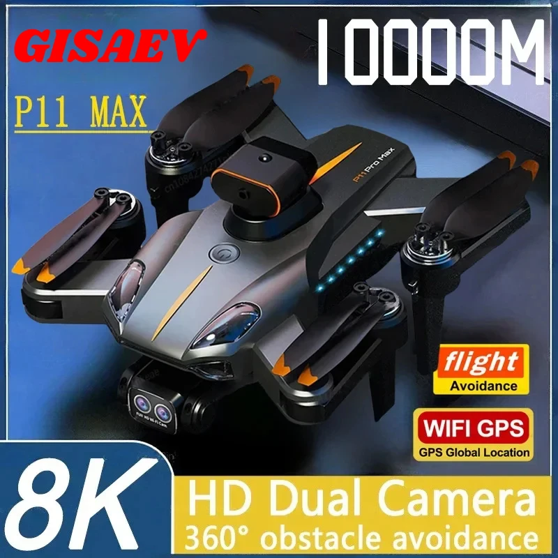 GISAEV P11 Pro Drone GPS Professinal 8K HD Camera Four-way Intelligent Obstacle Avoidance Foldable Quadcopter RC 10000M