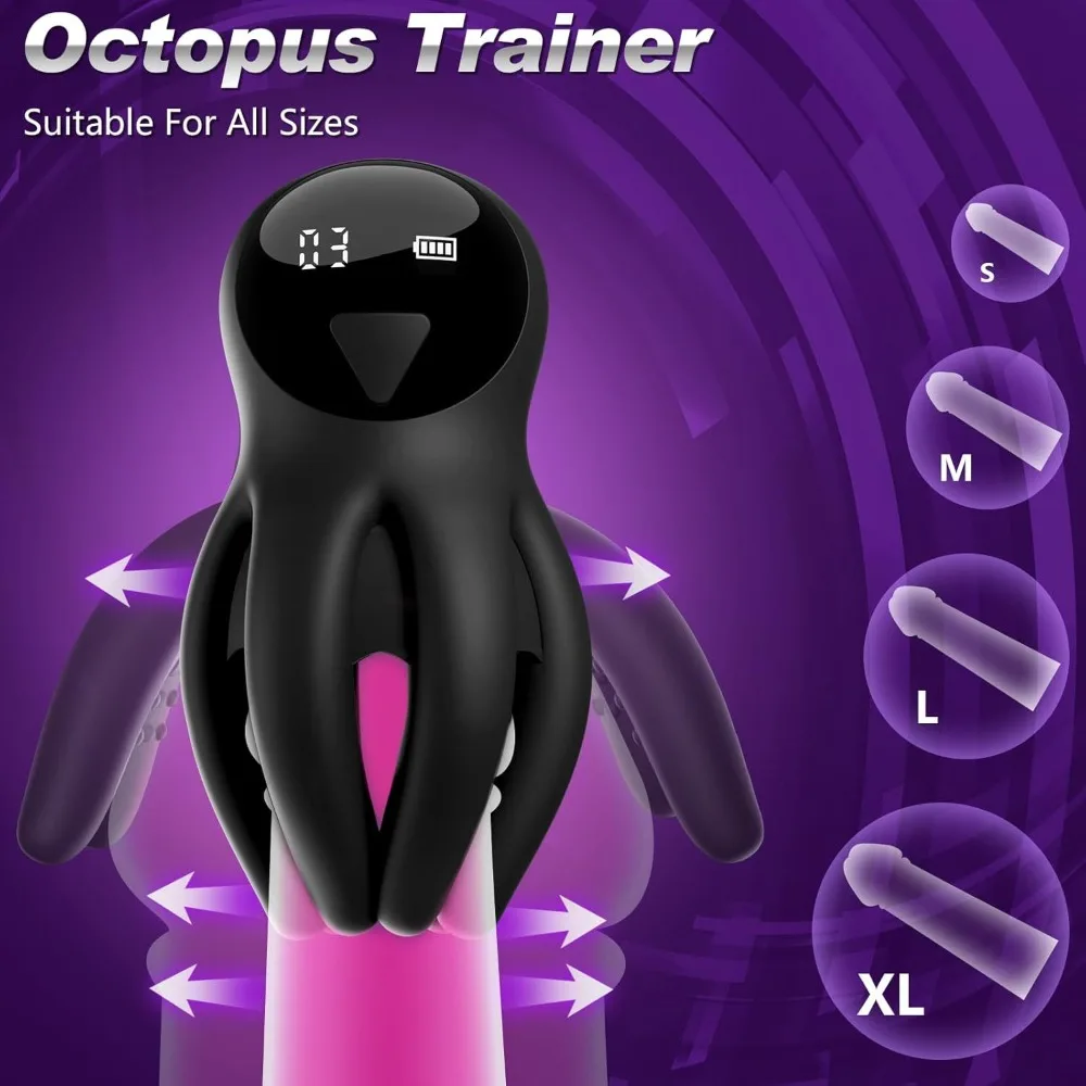 LED 8-Claw Octopus Male Masturbator App Controlled Strong Shock Penis Ring Adult Sex Toy for Men Dildo Monster