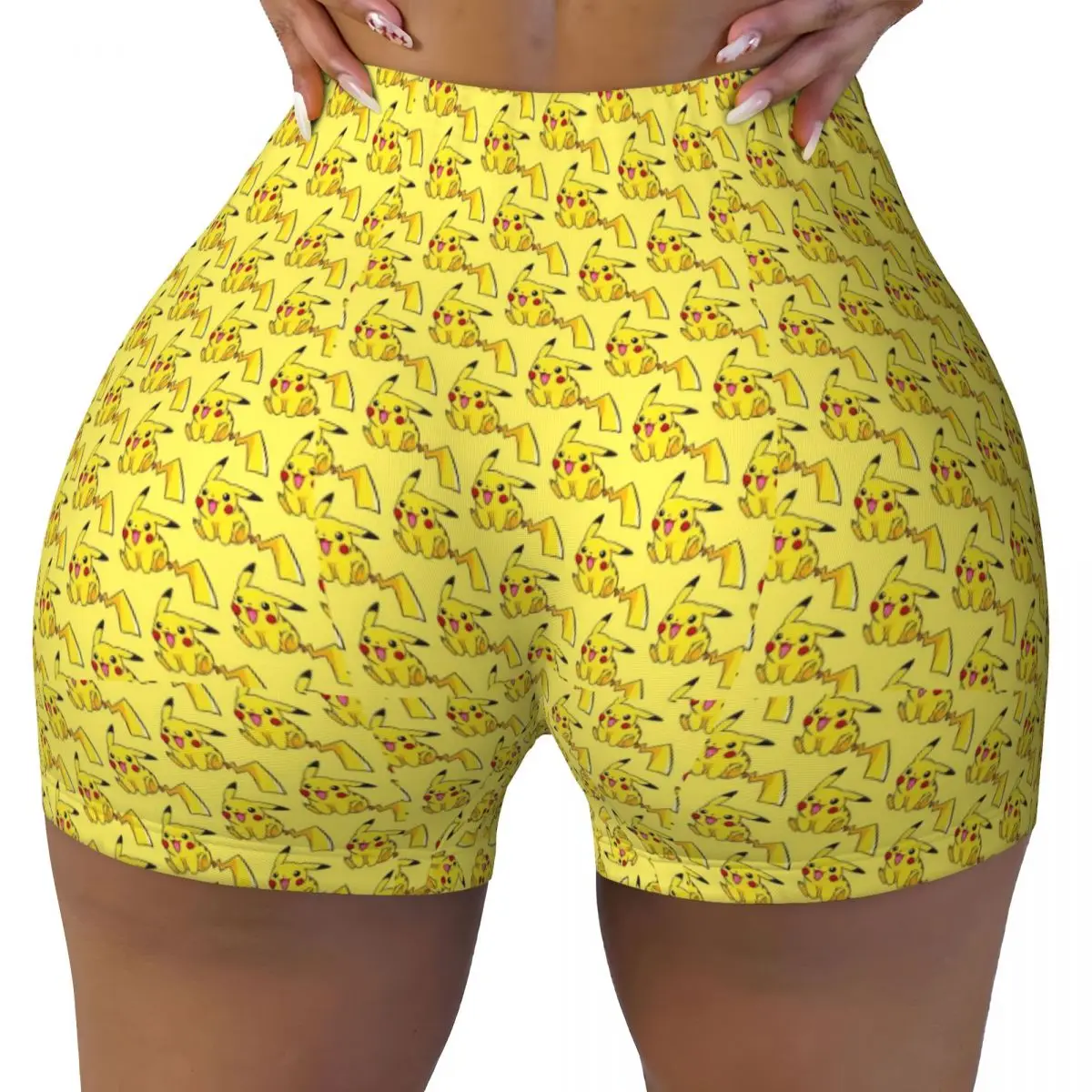 

Custom Bikachus Workout Shorts Women's Series Video Games Gym Running Biker Yoga Shorts
