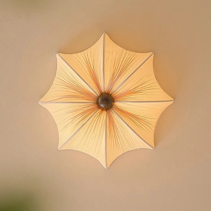 American Wabi Sabi Retro Fabric LED Ceiling Hanging Lamp for Living Room Dining Room Bedroom Home Decor Lustre Lighting Fixture