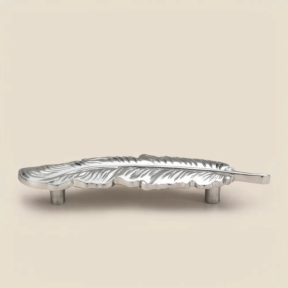 Decorative Feather Drawer Pulls Luxury Gold Solid Brass Cabinet Handle Modern Furniture Hardware For Wardrobe Cupboard Door