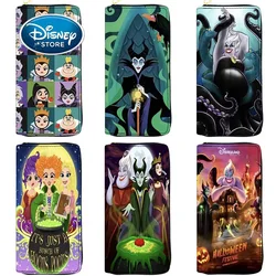 Disney Hocus Pocus portafoglio Cartoon Maleficent Usura Witch Women Leather Zip Around Wallet borsa lunga per carte di credito