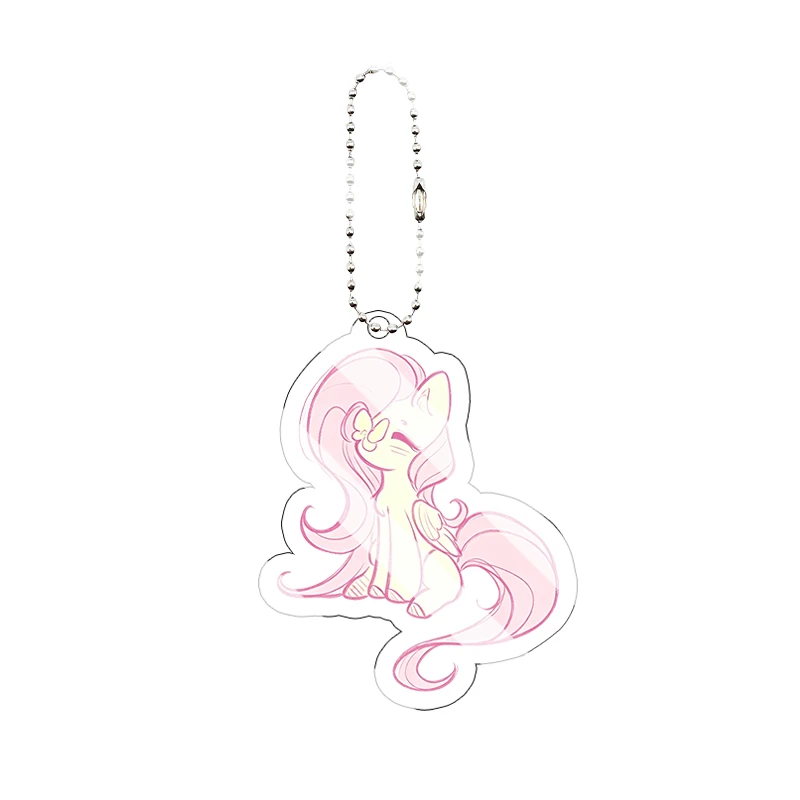 Fluttershy Acryl-Schlüsselanhänger Niedlicher Anime-Cartoon-Charakter Anhänger für Rucksack Schlüsselring Taschendekoration Geschenk – Detail 5