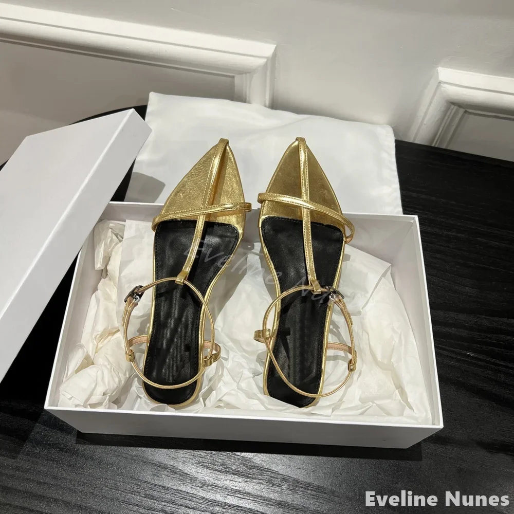 

Sheepskin Cross Strap Sandals Women Pointed Toe Open-toe Buckle Strap Black Beach Sandals 2024 Summer Fashion Simple Flat Shoes