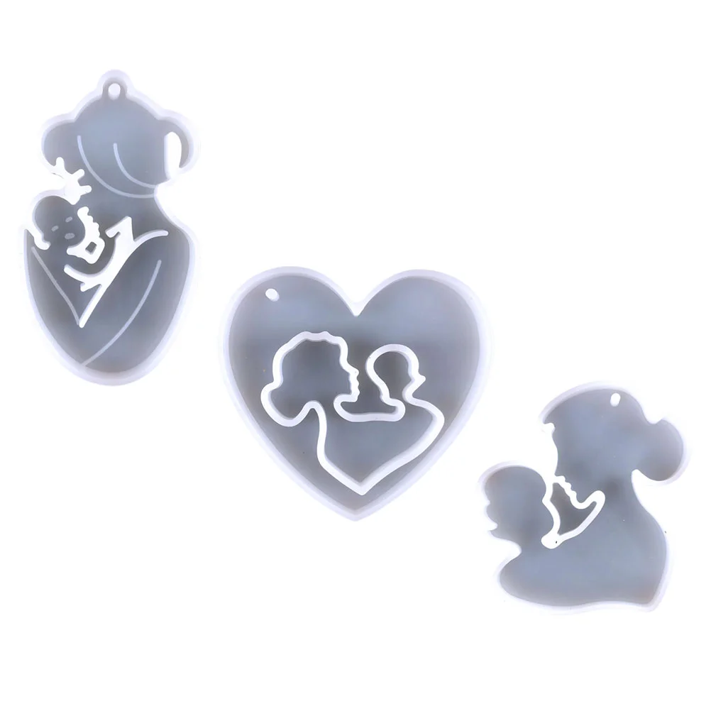 

3 Pcs Epoxy Mold Mother's Day Gift DIY Hanging Decor Silicone Molds Keychain Ring