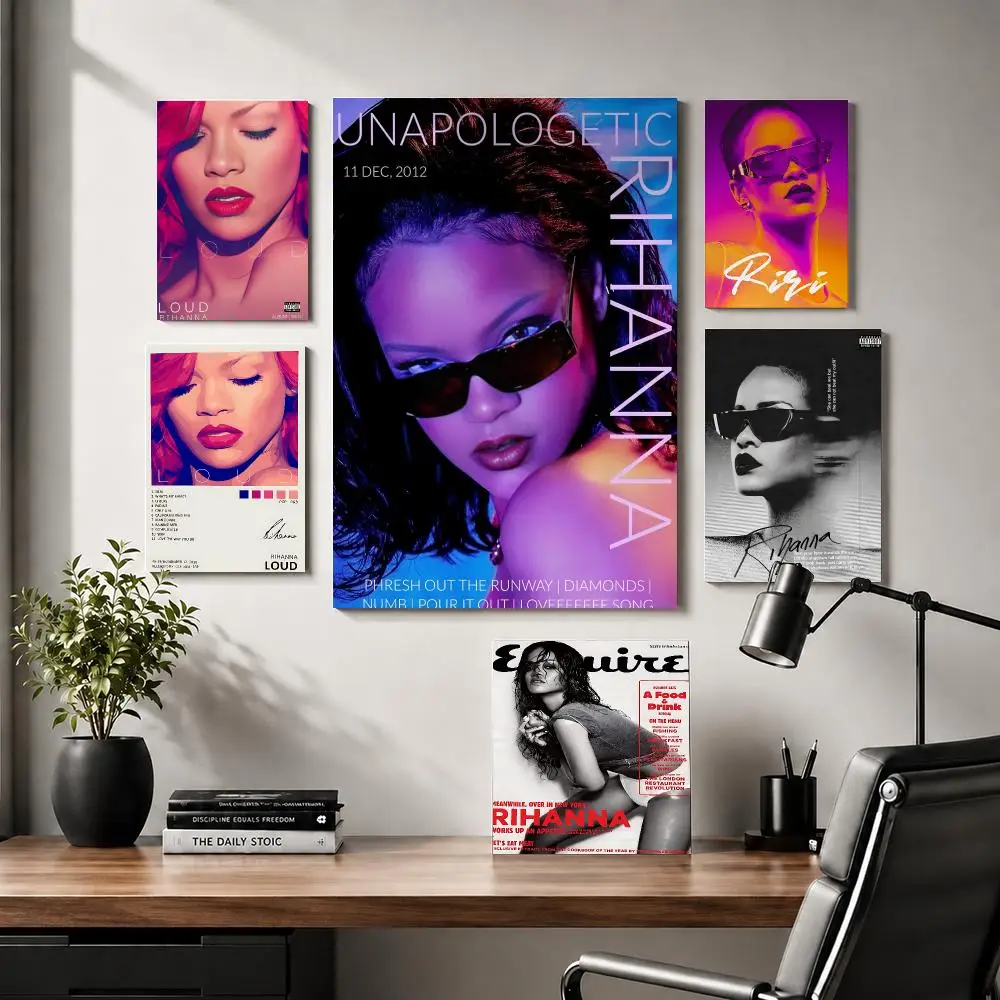 R-Rihanna Singer Painting Calligraphy Modern Canvas Wall Art for Bedroom & Living Room | Home Decor Gift
