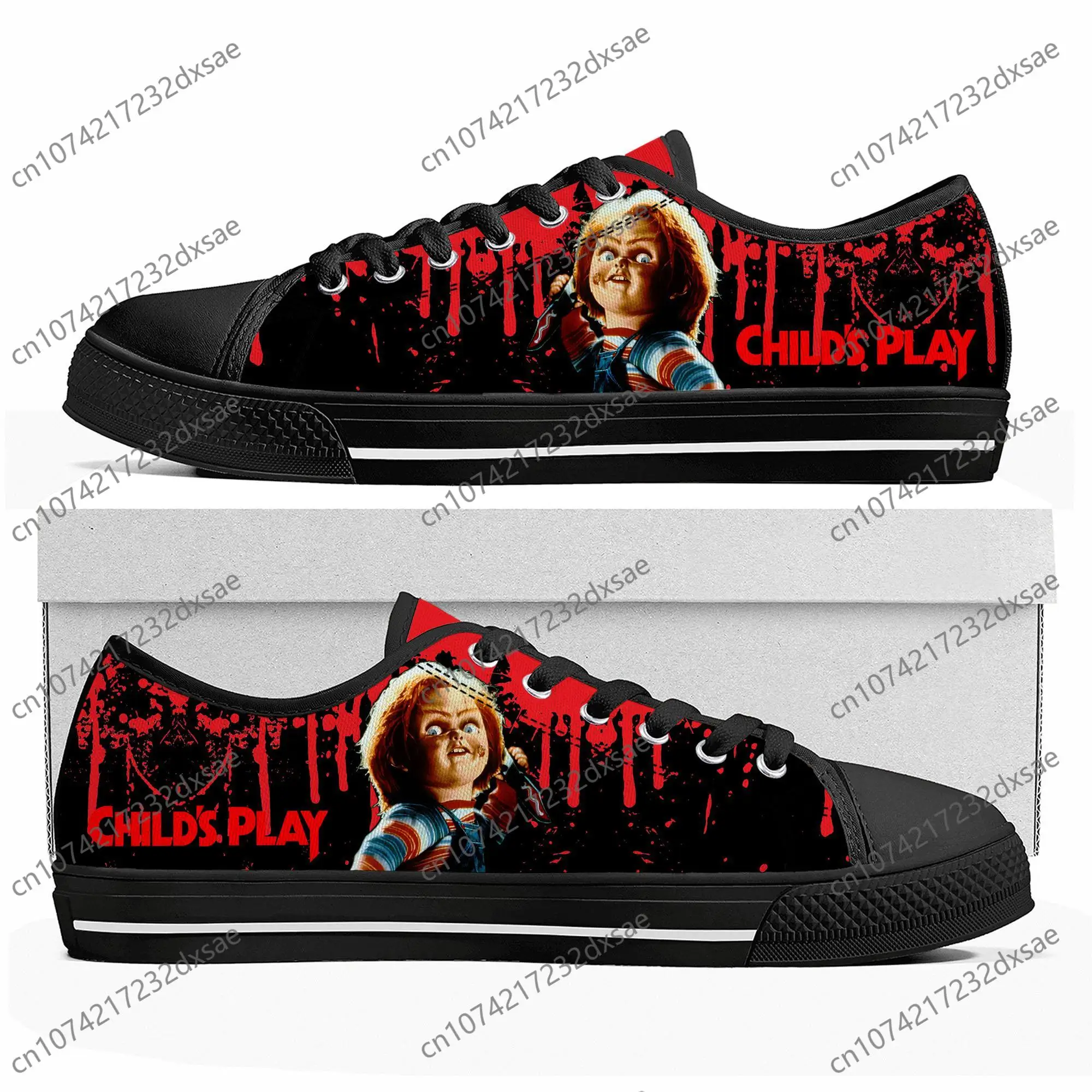 

Horror Movie Childs Play Chucky Low Top High Quality Sneakers Mens Women Teenager Canvas Sneaker Casual Couple Shoes Custom Shoe