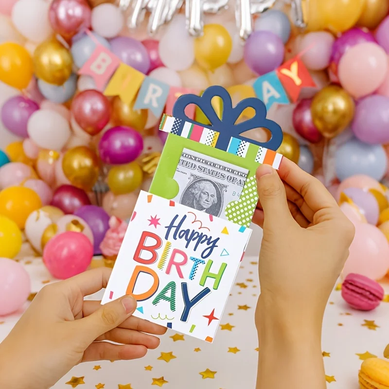5 Sets Birthday Party Cash Gift Card Holders | Colorful Design for Cash Gifts, Table Centerpieces & 1st Birthday Party Supplies