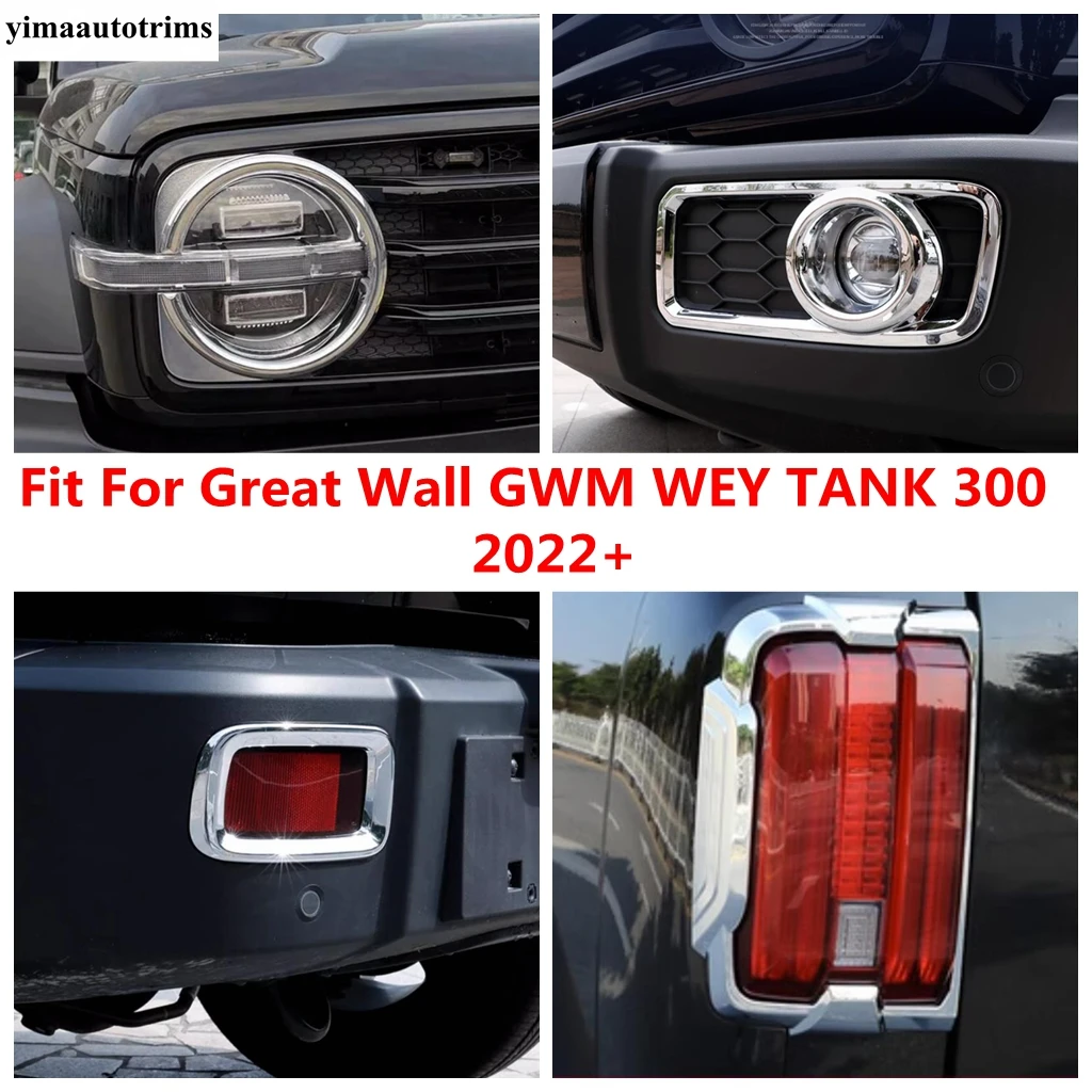 

Front Rear Fog Light Lamp / Headlight Headlamp Frame Cover Trim For Great Wall GWM WEY TANK 300 2022 2023 ABS Black Accessories