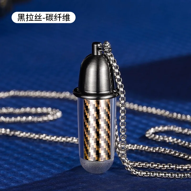 2026 Multi-Functional Metal Capsule Necklace Oil Lighter Mini Exquisite Waterproof Petrol Lighter Outdoor Portable Smoking Tool view 5