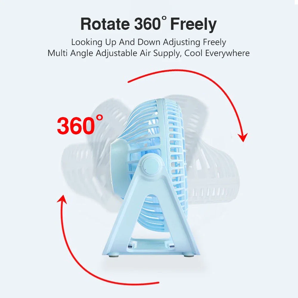 Portable Mini Fan USB Power Small Desk Cooling Fan Super Mute Cooler 360 Degree Rotation Fan for Home Office Travel