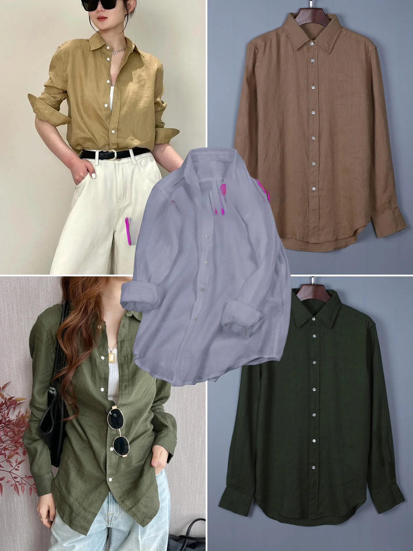 

Classic Ladies Linen Shirt Spring Summer New Style Preppy Style Casual Long Sleeve Classic Collar Thin Material Women's Top