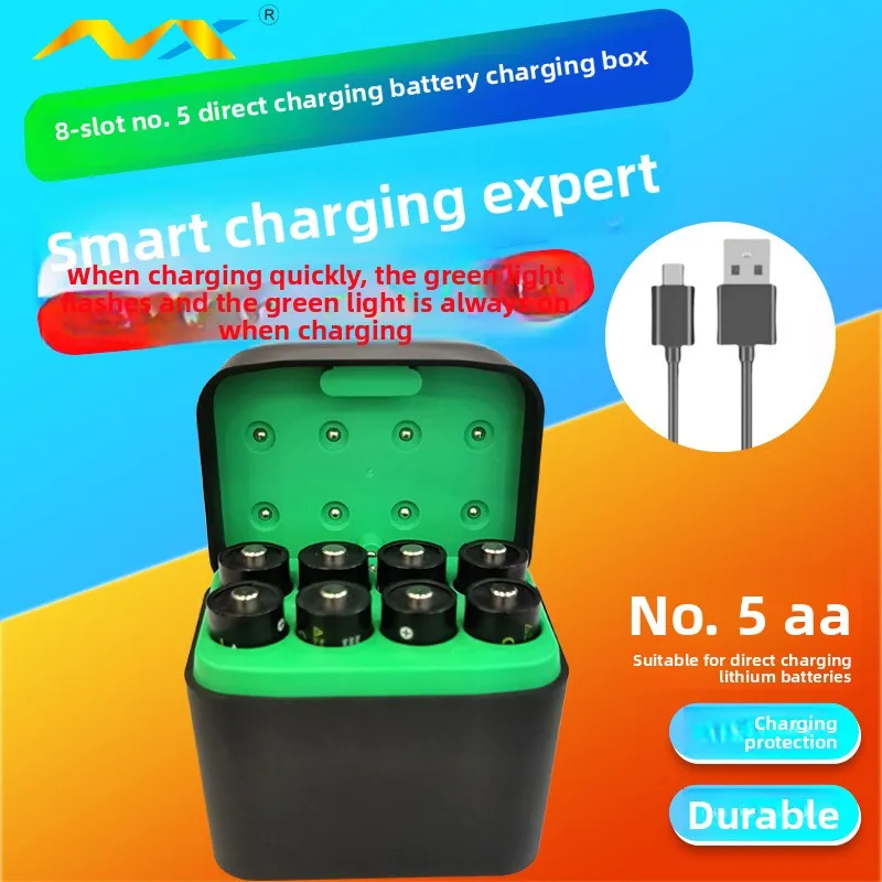 1.5 فولت 8 فتحات بطارية شاحن ذكي لبطاريات ليثيوم AA 3600mWh قابلة للشحن شاحن سريع ذكي