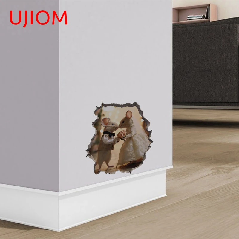 UJIOM 13cm X 11.9cm Boxing Mouse Wall Sticker Creativite Graphics Vinyl Scratch-Proof Window Decal Bedroom Wallpapers Decor