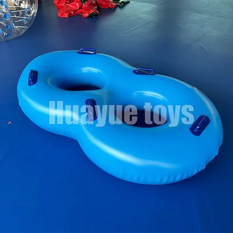 Huayue manufacturer price PVC blue two-seat floating swimming ring inflatable swimming ring water park game inflatable raft