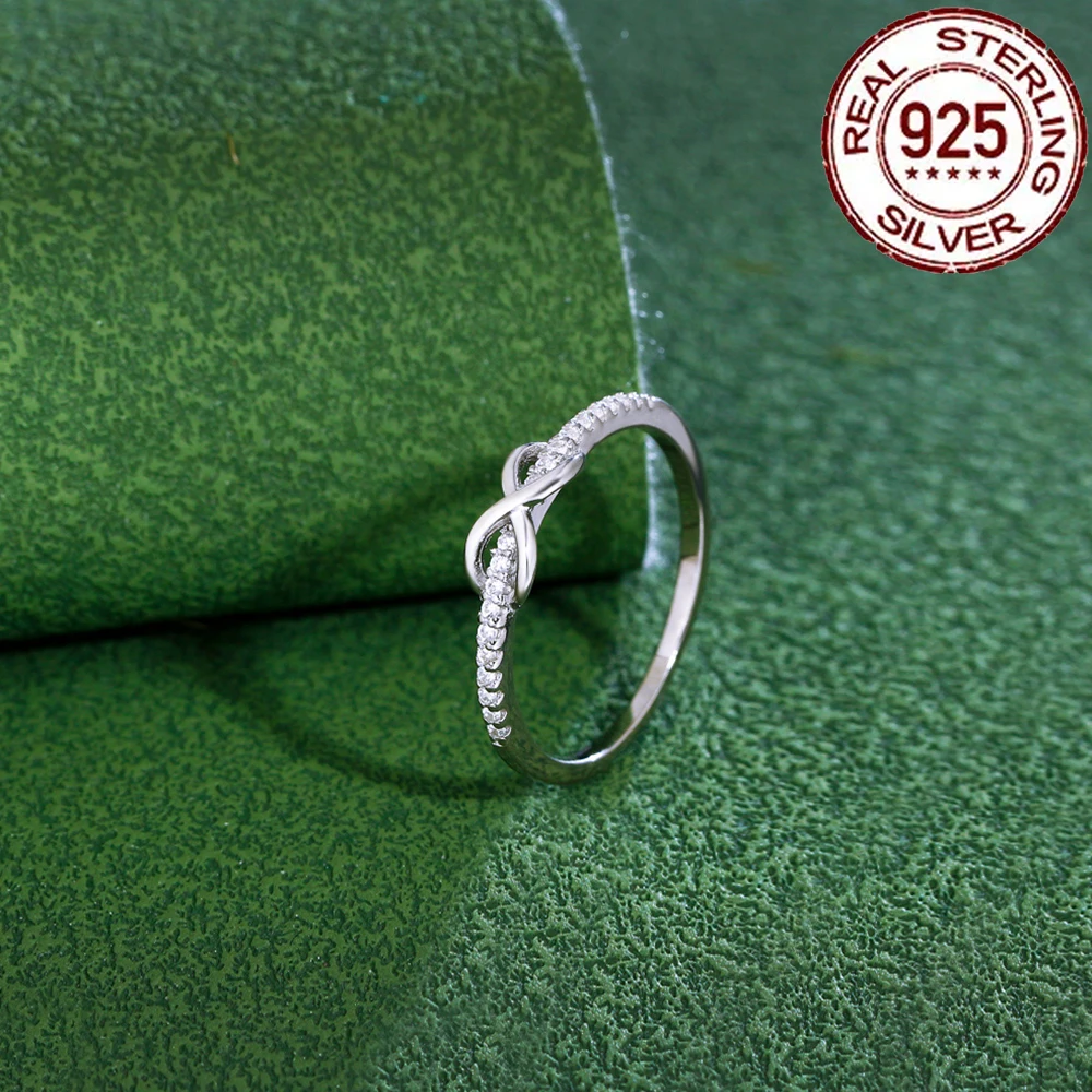CWWZircons Fine 925 Sterling Silver Twisted Wedding Promise Ring dla kobiet Infinite Design Micro Pave CZ Chic Jewelry Gift SR030 — zdjęcie 5