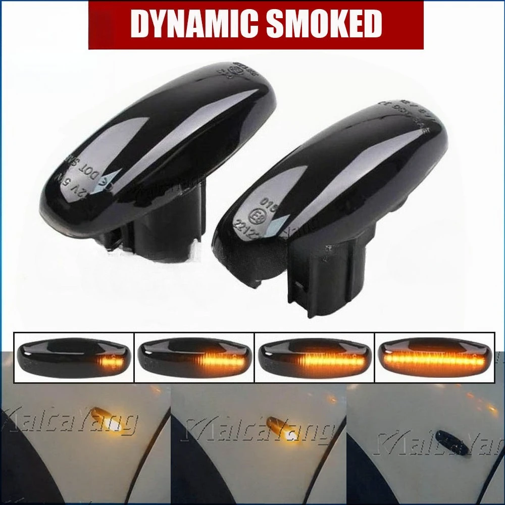 2PCS LED Dynamic Sequential Front Fender Side Marker Turn Signal Light for Toyota Vios Yaris 2014-2019
