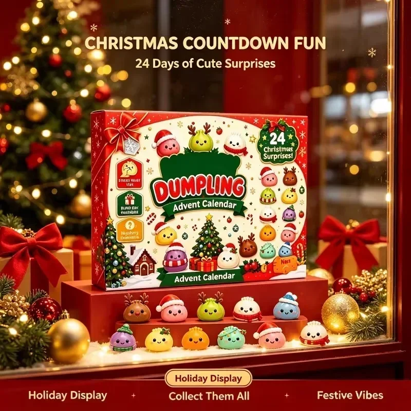 2027 Christmas Countdown Calendar 3D Decor Fidget Doll ;;Advent Calendar Surprise; Box Stress Relief Toy New Year Holiday Gift
