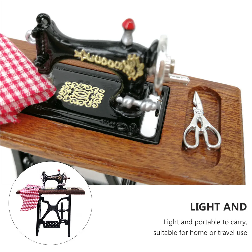 

1Set Mini House Sewing Machine Decor Handcrafted Lightweight Portable Desktop Decoration for Dollhouse DIY Home Office Tabletop