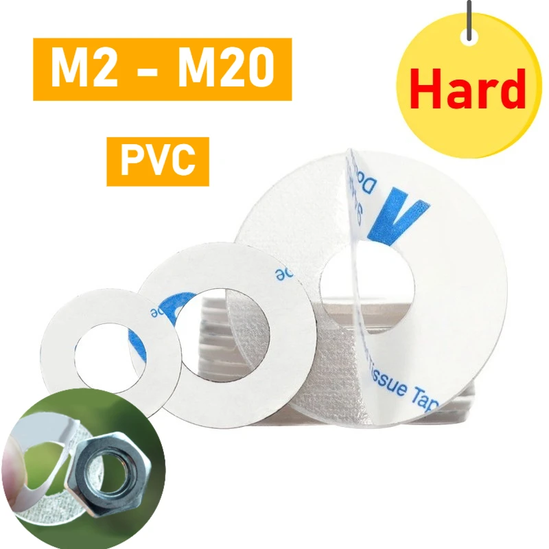 M2-M20 Hard Plastic PVC Transparent Washer Single-sided Adhesive Round Flat Pad Clear Insulating Polyvinyl Chloride Flat Washer