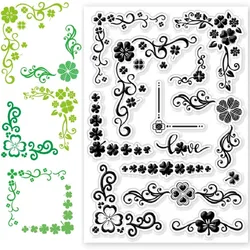 1 pc St. Patrick's Day Clear Stamps Silicone Stamps Clover Corner Background Transparent Stamps for St. Patrick's Day