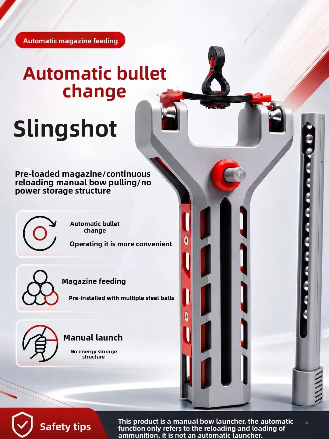Automatic Slingshot Detachable Clip Rubber Band Leather Pocket Toy Portable Fast Shooting 3D Print Automatic Loading Slingshot