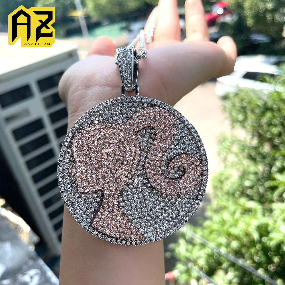 Custom Letters Logo Iced Out Pendant Necklaces For Men Women Bling Zircon Bling Round Jewelry Free Shipping