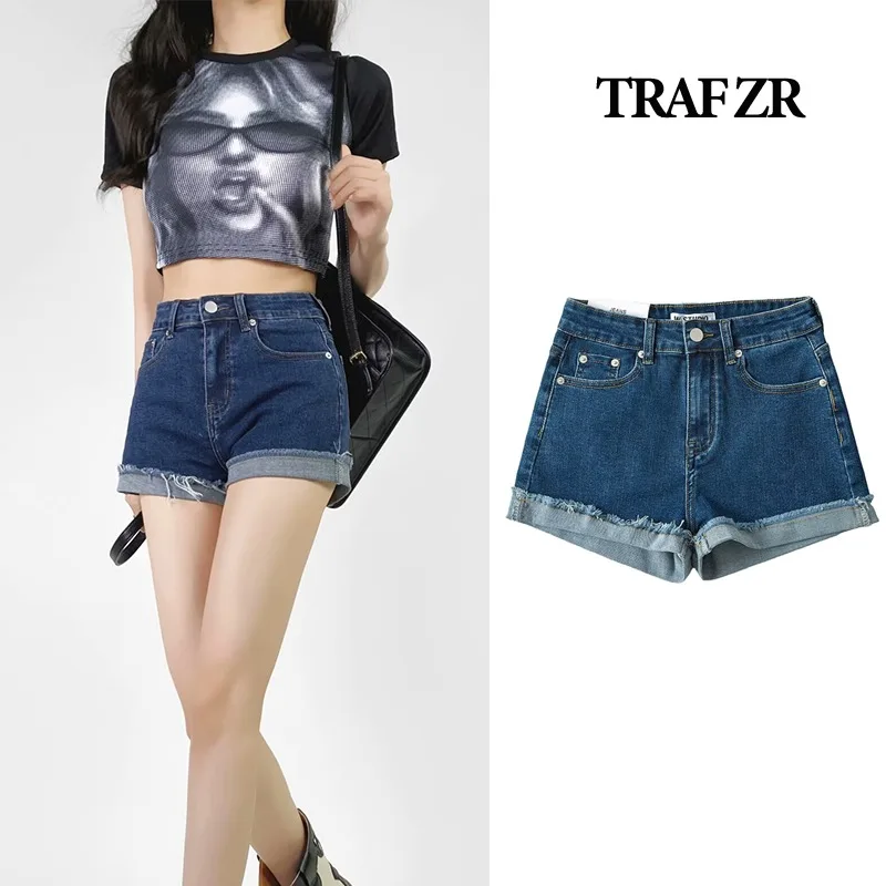 

TRAF ZR Shorts Jeans Casual Denim Women High Waist Short Harajuku Fashion Pants Female Women's Summer Woman Jorts Y2k Jean