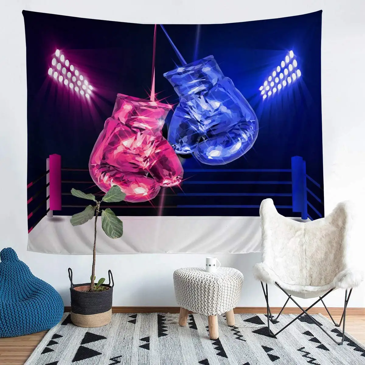 Sport Tapestry Boxing Gloves Wall Hanging Tapestries for Boys Teen Men Office Bedroom Living Room College Dorm Party Decor