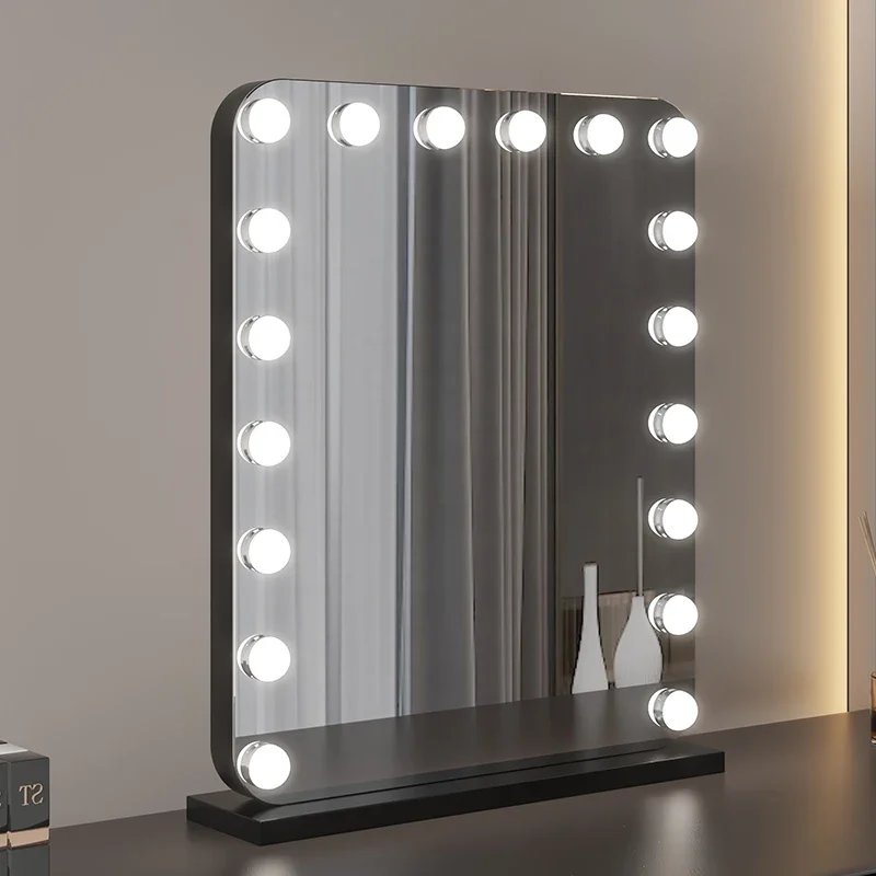 

Large makeup mirror desktop led rechargeable household smart vanity mirror with light fill light mirror dresser desktop